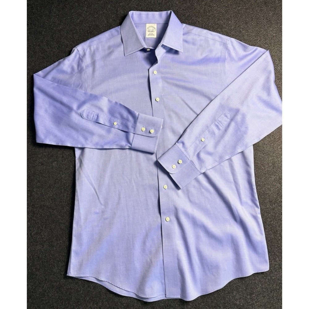 Brooks Brothers Non-Iron Supima Cotton Dress Shirt Light Blue 15.5 33 35 Sleeve